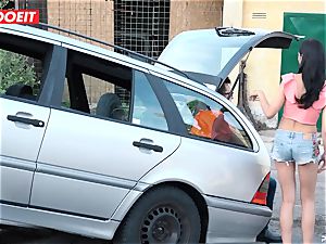 LETSDOEIT - teenage smashes aged man For Free Car Repair